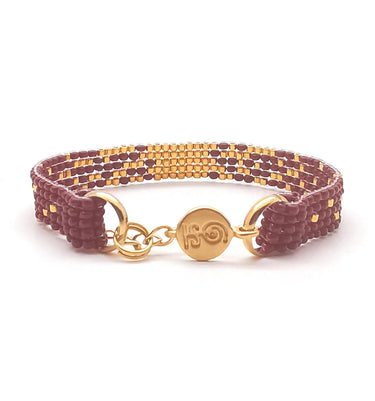 Brazalete Telar Dorado Mini Difuminado Rojo
